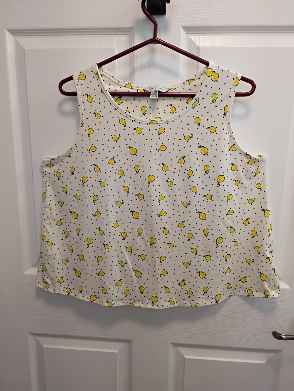 *Closet Clearout‎ $16.00* Lemon Print Crossback Sleeveless Summer Top Size Xl